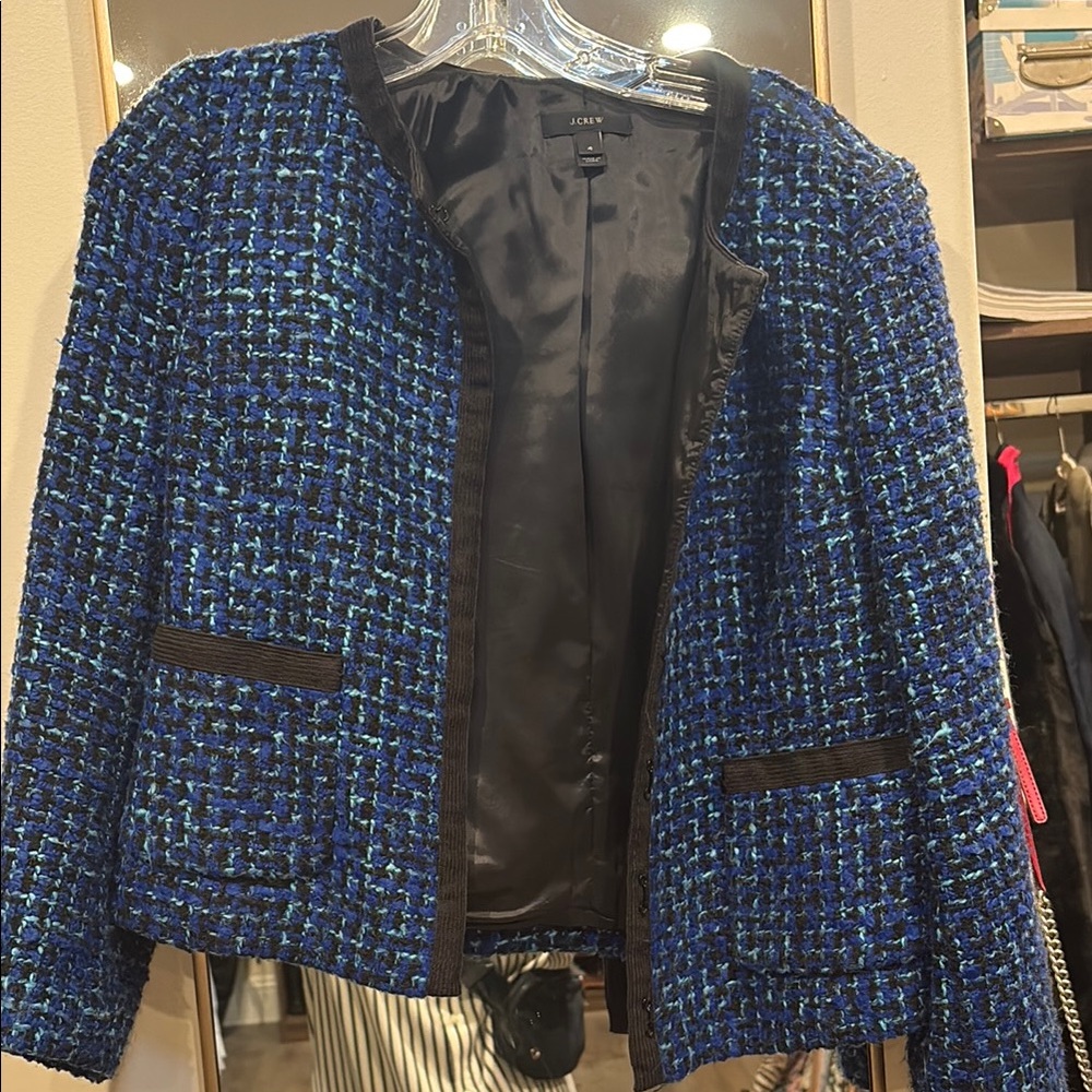 J. Crew Blue and Black Tweed Jacket